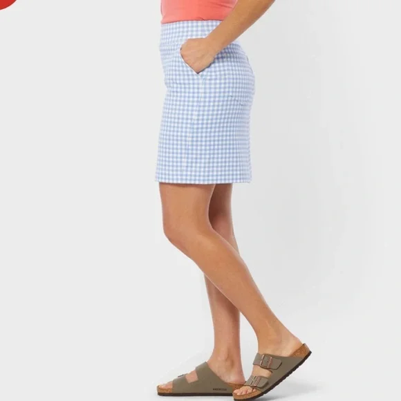 Duluth Trading Co Blue and White Gingham Women's NoGA Naturale Cotton Skort - Picture 7 of 12